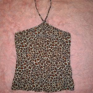 Bebe Strappy Halter Tube Tank M cheetah